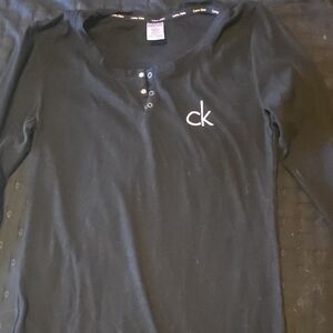 Calvin Klein Black Henley Top